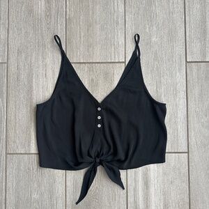 Free People | Cropped Button Up, Tie Tank | Size S | Black